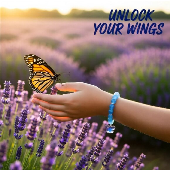 Sky Blue Butterfly Stretch Bracelet! GirlyGirl's or Teen's Blue - Picture 7 of 8